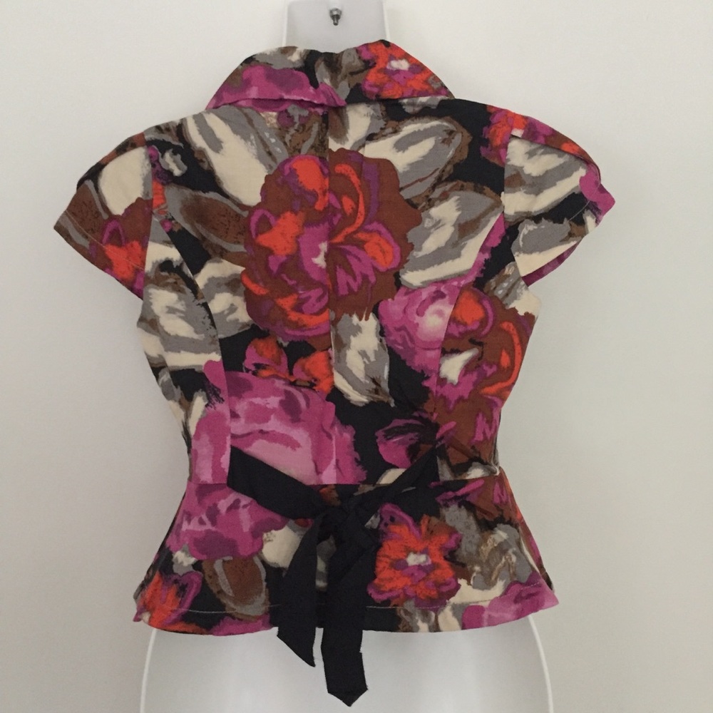 Anthropologie Elevenses Floral Short Sleeve Blazer Jacket Women's Size 0 - Picture 4 of 12